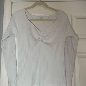 Old Navy White Long Sleeve Ribbed Top